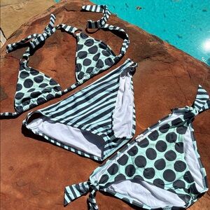 Mossimo Supply Co. Swim BIKINI in Mint and Charcoal 3 piece set L XL M